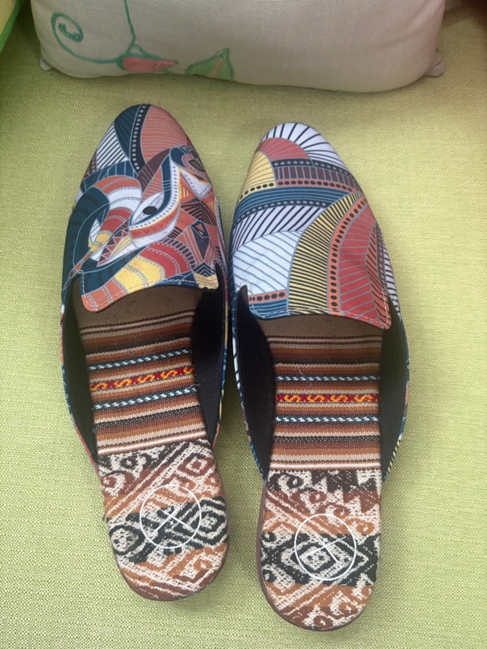 inkkas Navy, Rust & Cream Patterned Slip-On